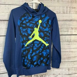 Kids Jordan Therma Fit Blue‎ Camo Graphic Hoodie Youth Large 12 13 Years